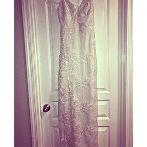 Fashion Nova White Thigh Slit Maxi Dress